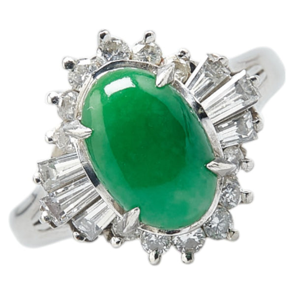 Pt900 プラチナ ヒスイ1.50ct ダイヤ0.60ct リング 指輪 レディース 10.5号 【中古】