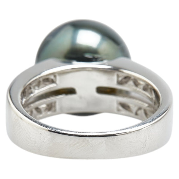 Pt900 プラチナ 黒蝶真珠12.2mm ダイヤ0.64ct リング 指輪 レディース 10.5号 【中古】