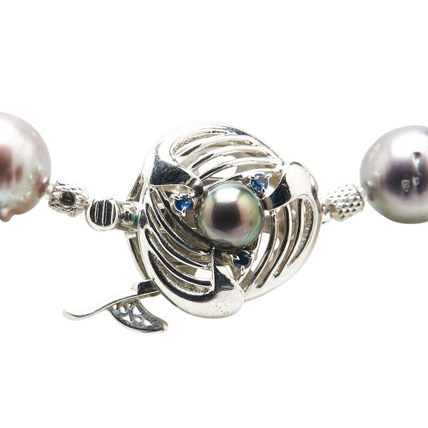 スターリングシルバー 黒蝶真珠10～14mm ネックレス レディース 【中古】