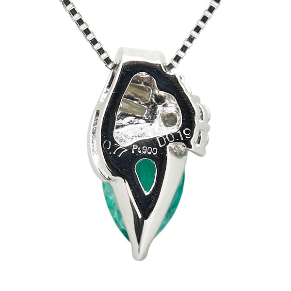 Pt900 プラチナ Pt850 プラチナ エメラルド0.77ct ダイヤ0.19ct ペンダントネックレス レディース 【中古】