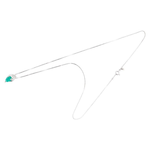 Pt900 プラチナ Pt850 プラチナ エメラルド0.77ct ダイヤ0.19ct ペンダントネックレス レディース 【中古】
