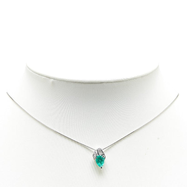 Pt900 プラチナ Pt850 プラチナ エメラルド0.77ct ダイヤ0.19ct ペンダントネックレス レディース 【中古】