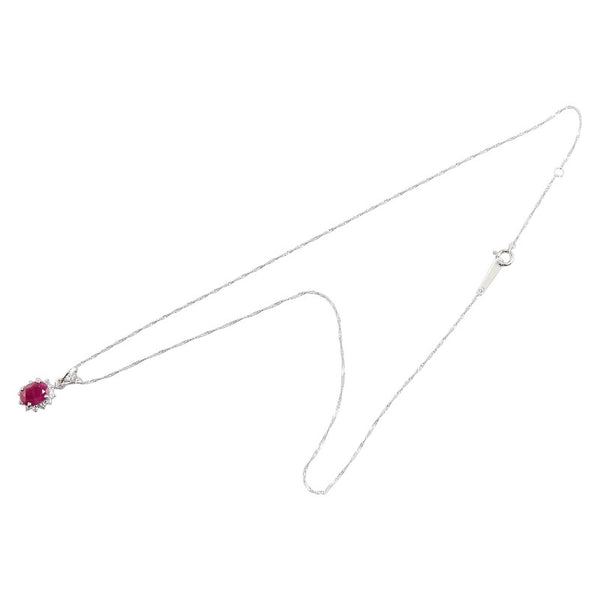 K18WG ホワイトゴールド ルビー1.50ct ダイヤ0.15ct ペンダントネックレス レディース 【中古】