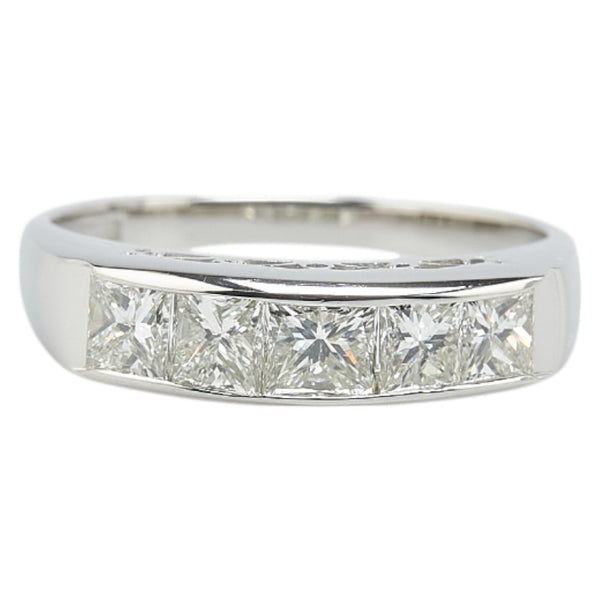 Pt900 プラチナ ダイヤ1.26ct 一文字 リング 指輪 レディース 13.5号 【中古】