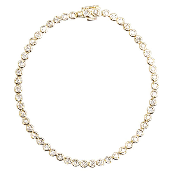 K18YG イエローゴールド ダイヤ1.00ct テニスチェーン ブレスレット レディース 【中古】