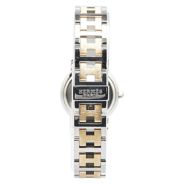 エルメス クリッパー 腕時計 CL4.220 クオーツ ベージュ文字盤 ステンレススチール メッキ レディース HERMES 【中古】