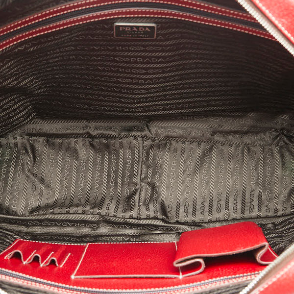 プラダ ハンドバッグ ビジネスバッグ V00463 レッド レザー レディース PRADA 【中古】