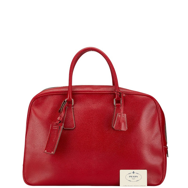プラダ ハンドバッグ ビジネスバッグ V00463 レッド レザー レディース PRADA 【中古】