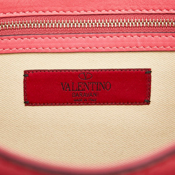 ヴァレンチノ ロックスタッズ チェーン ショルダーバッグ ピンク レザー レディース Valentino 【中古】