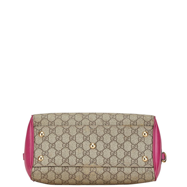 グッチ GGスプリーム ボストンバッグ ショルダーバッグ 2WAY 409529 ピンク ブラウン PVC レザー レディース GUCCI 【中古】