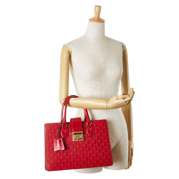 グッチ グッチシマ ハンドバッグ 428207 レッド レザー レディース GUCCI 【中古】