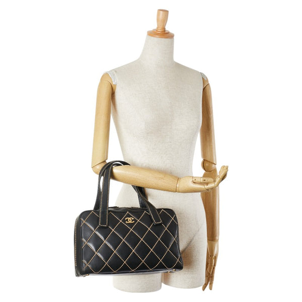 シャネル ワイルドステッチ ココマーク ハンドバッグ トートバッグ ブラック レザー レディース CHANEL 【中古】