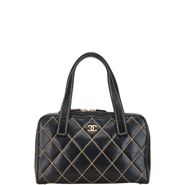 シャネル ワイルドステッチ ココマーク ハンドバッグ トートバッグ ブラック レザー レディース CHANEL 【中古】