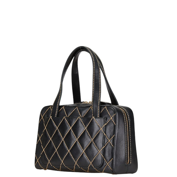 シャネル ワイルドステッチ ココマーク ハンドバッグ トートバッグ ブラック レザー レディース CHANEL 【中古】