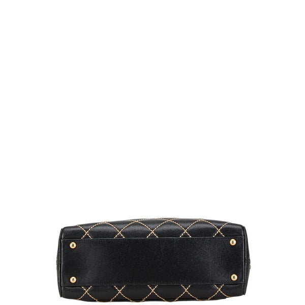 シャネル ワイルドステッチ ココマーク ハンドバッグ トートバッグ ブラック レザー レディース CHANEL 【中古】