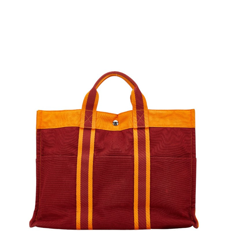 エルメス フールトゥ トートMM フレンチフェスティバル 2002年 ハワイ限定 トートバッグ ワインレッド オレンジ キャンバス レディース HERMES 【中古】