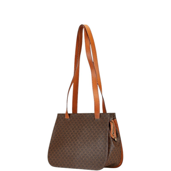 セリーヌ マカダム ハンドバッグ ショルダーバッグ ブラウン PVC レザー レディース CELINE 【中古】