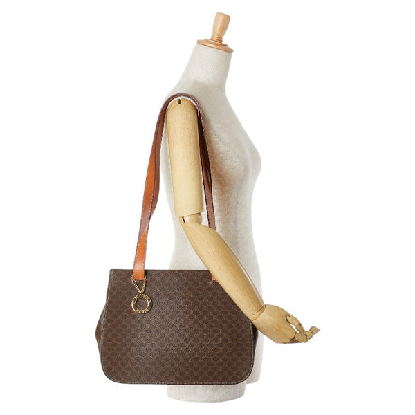 セリーヌ マカダム ハンドバッグ ショルダーバッグ ブラウン PVC レザー レディース CELINE 【中古】