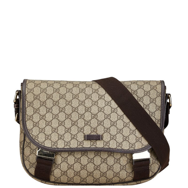 グッチ GGスプリーム 斜め掛け ショルダーバッグ 201732 ベージュ ブラウン PVC レザー レディース GUCCI 【中古】