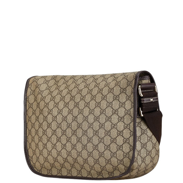 グッチ GGスプリーム 斜め掛け ショルダーバッグ 201732 ベージュ ブラウン PVC レザー レディース GUCCI 【中古】