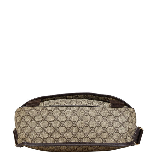 グッチ GGスプリーム 斜め掛け ショルダーバッグ 201732 ベージュ ブラウン PVC レザー レディース GUCCI 【中古】