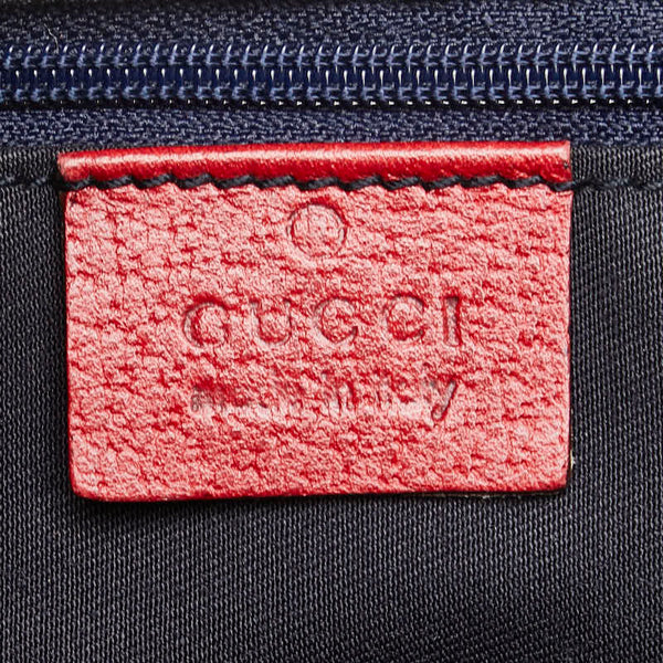 グッチ GGキャンバス ハンドバッグ ショルダーバッグ 130736 ベージュ ネイビー レッド キャンバス レザー レディース GUCCI 【中古】
