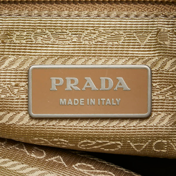 プラダ 三角ロゴプレート 斜め掛け ショルダーバッグ ブラウン ナイロン レザー レディース PRADA 【中古】