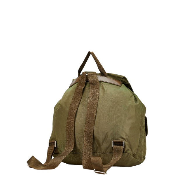 プラダ VELA ヴェラ 三角ロゴプレート リュック バックパック B2811F カーキ ブラウン ナイロン レザー レディース PRADA 【中古】