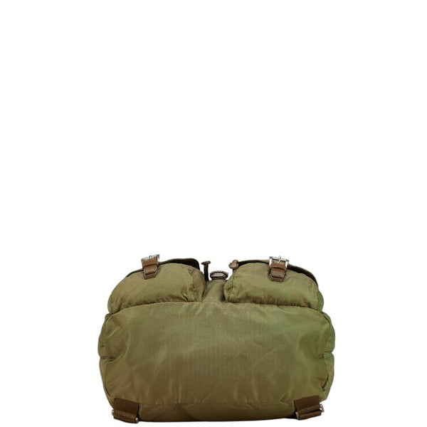 プラダ VELA ヴェラ 三角ロゴプレート リュック バックパック B2811F カーキ ブラウン ナイロン レザー レディース PRADA 【中古】