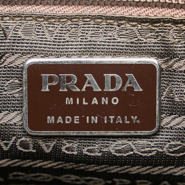 プラダ VELA ヴェラ 三角ロゴプレート リュック バックパック B2811F カーキ ブラウン ナイロン レザー レディース PRADA 【中古】