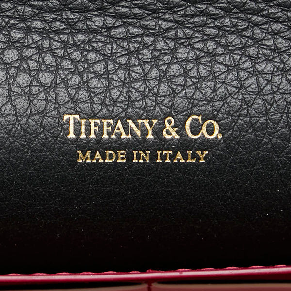ティファニー ロゴ金具 長財布 フラップ コンチネンタルウォレット ブラック レザー レディース TIFFANY&Co. 【中古】
