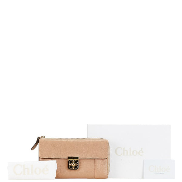 クロエ エルシー 長財布 ベージュ レザー レディース Chloe 【中古】