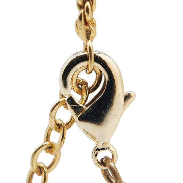 ディオール エンブレムロゴ ラウンド ラインストーン ネックレス ゴールド メッキ レディース Dior 【中古】