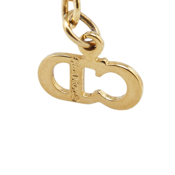 ディオール エンブレムロゴ ラウンド ラインストーン ネックレス ゴールド メッキ レディース Dior 【中古】