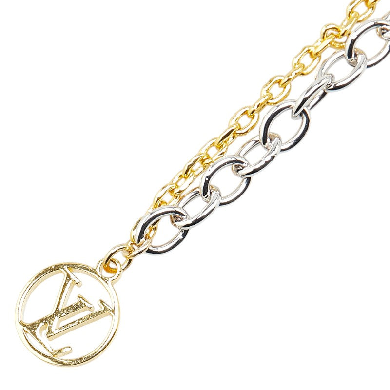 ルイ ヴィトン ロゴマニア ネックレス M68074 ゴールド シルバー メッキ メタル レディース LOUIS VUITTON 【中古】