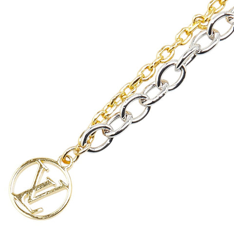 ルイ ヴィトン ロゴマニア ネックレス M68074 ゴールド シルバー メッキ メタル レディース LOUIS VUITTON 【中古】
