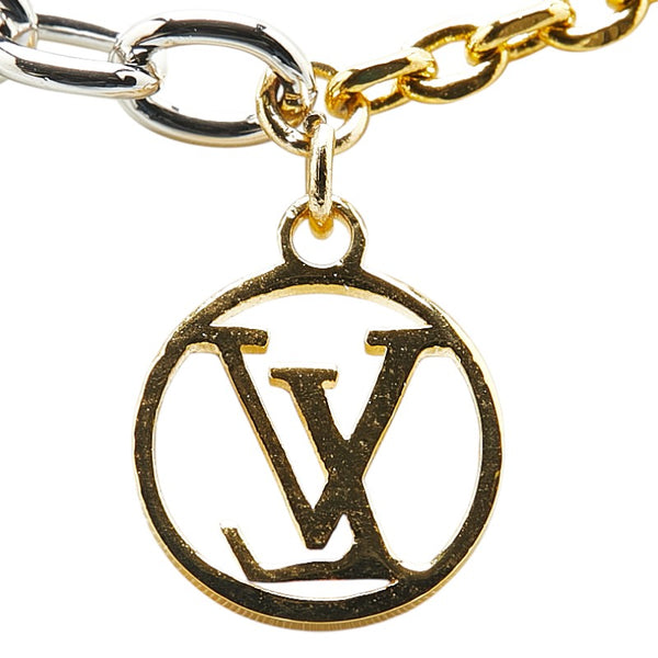 ルイ ヴィトン ロゴマニア ネックレス M68074 ゴールド シルバー メッキ メタル レディース LOUIS VUITTON 【中古】