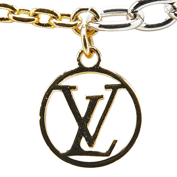 ルイ ヴィトン ロゴマニア ネックレス M68074 ゴールド シルバー メッキ メタル レディース LOUIS VUITTON 【中古】