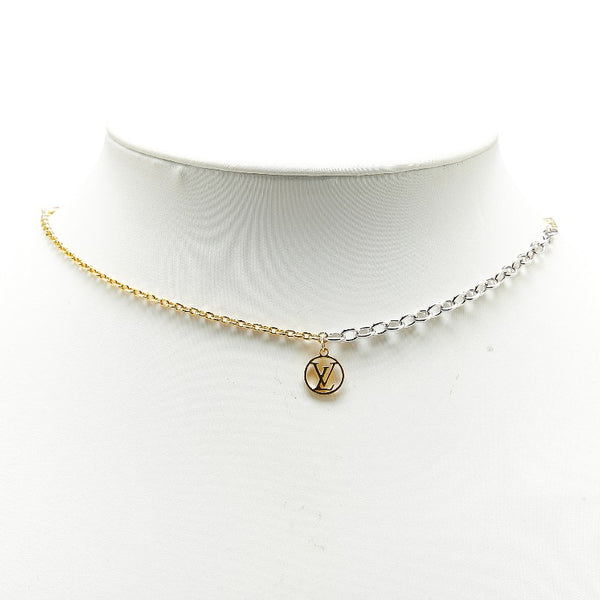 ルイ ヴィトン ロゴマニア ネックレス M68074 ゴールド シルバー メッキ メタル レディース LOUIS VUITTON 【中古】