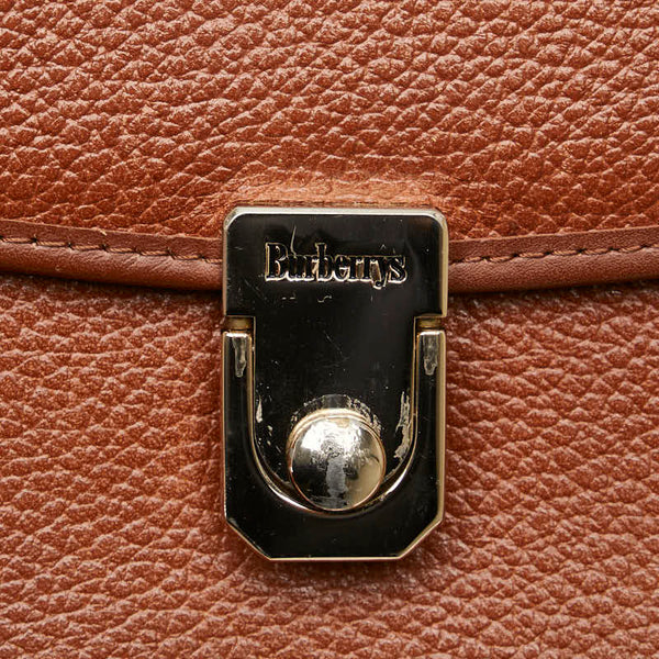 バーバリー ノバチェック シャドーホース ハンドバッグ ブラウン レザー レディース BURBERRY 【中古】