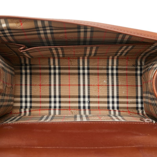 バーバリー ノバチェック シャドーホース ハンドバッグ ブラウン レザー レディース BURBERRY 【中古】