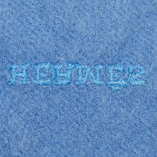 エルメス ロゴ刺繍 マフラー ブルー カシミヤ レディース HERMES 【中古】