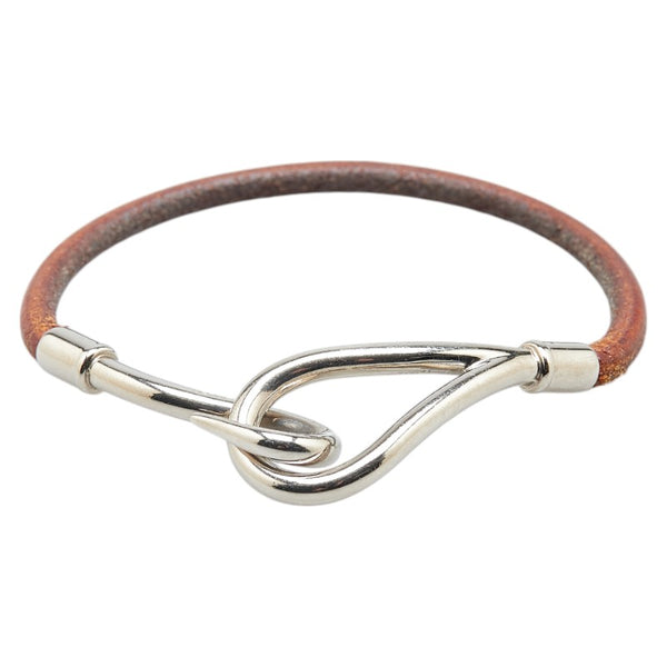 エルメス ジャンボ バングル ブレスレット  ブラウン ゴールド レザー メッキ レディース HERMES 【中古】