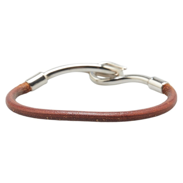 エルメス ジャンボ バングル ブレスレット  ブラウン ゴールド レザー メッキ レディース HERMES 【中古】