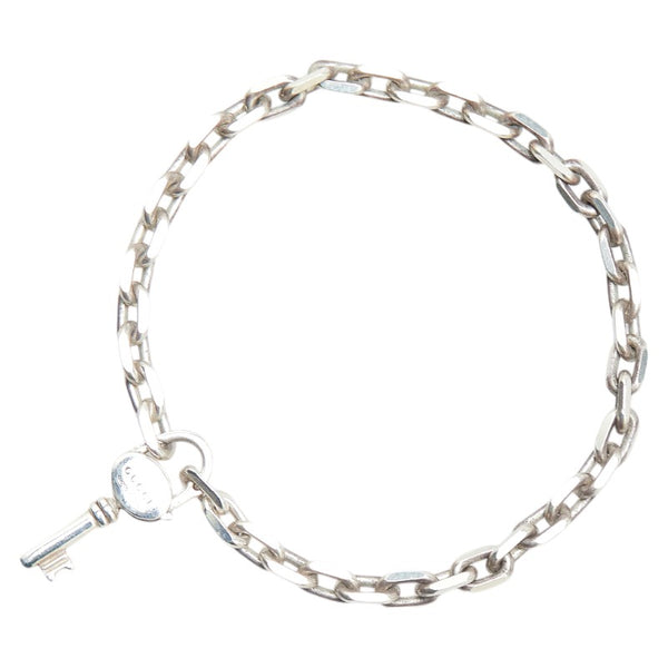 グッチ キー付き トレードマーク チェーン ブレスレット シルバー SV925 シルバー レディース GUCCI 【中古】
