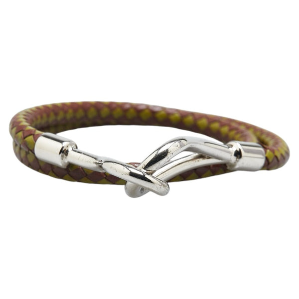 エルメス ジャンボ ブレスレット ブラウン グリーン レザー レディース HERMES 【中古】