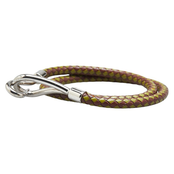 エルメス ジャンボ ブレスレット ブラウン グリーン レザー レディース HERMES 【中古】