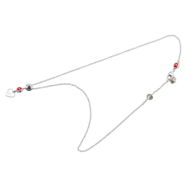 グッチ トレードマーク ドロップ ペンダント ハート ネックレス 325871 08241 8166 シルバー レッド クリスタル メタル レディース GUCCI 【中古】