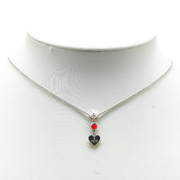 グッチ トレードマーク ドロップ ペンダント ハート ネックレス 325871 08241 8166 シルバー レッド クリスタル メタル レディース GUCCI 【中古】