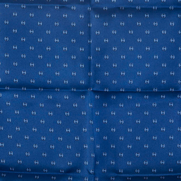 エルメス カレ45 プチカレ 総柄 スカーフ ネイビー シルク レディース HERMES 【中古】
